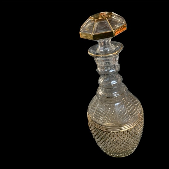 Vintage Mid Century Modern Imperial Cambridge Glass Mt Vernon Decanter Gold MCM